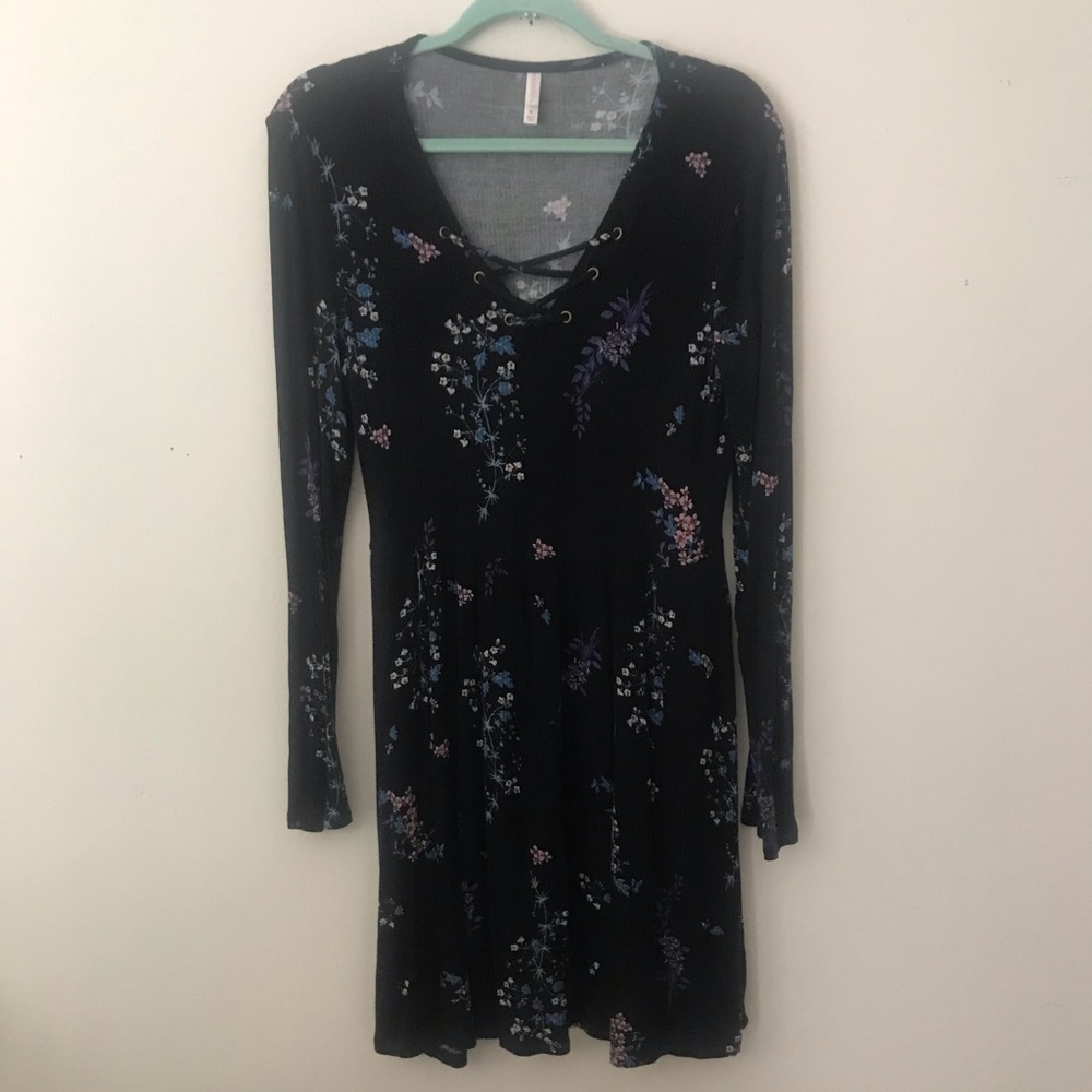 Long Sleeve Floral Fit & Flare Dress